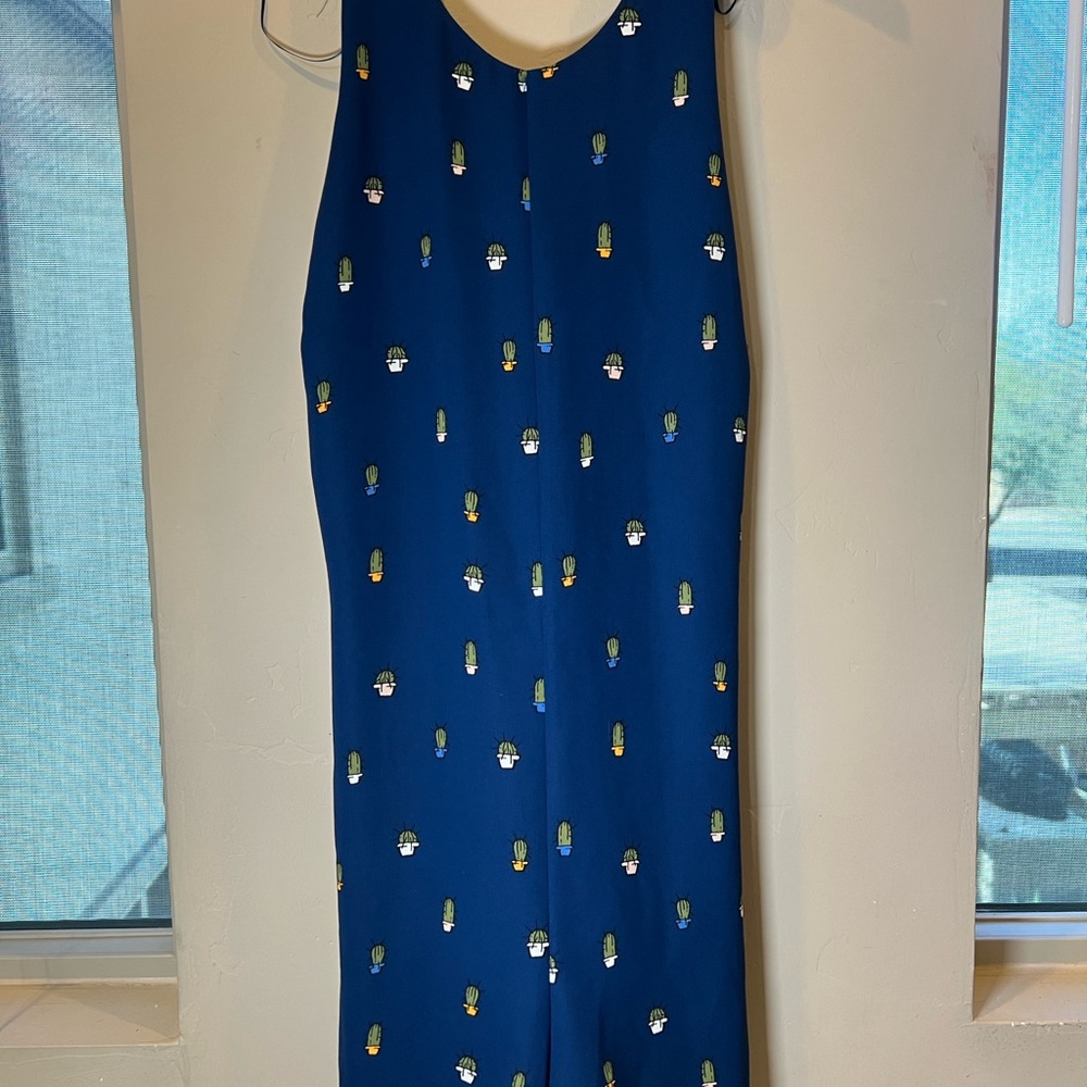 Zara Blue Backless Dress with Playful Print